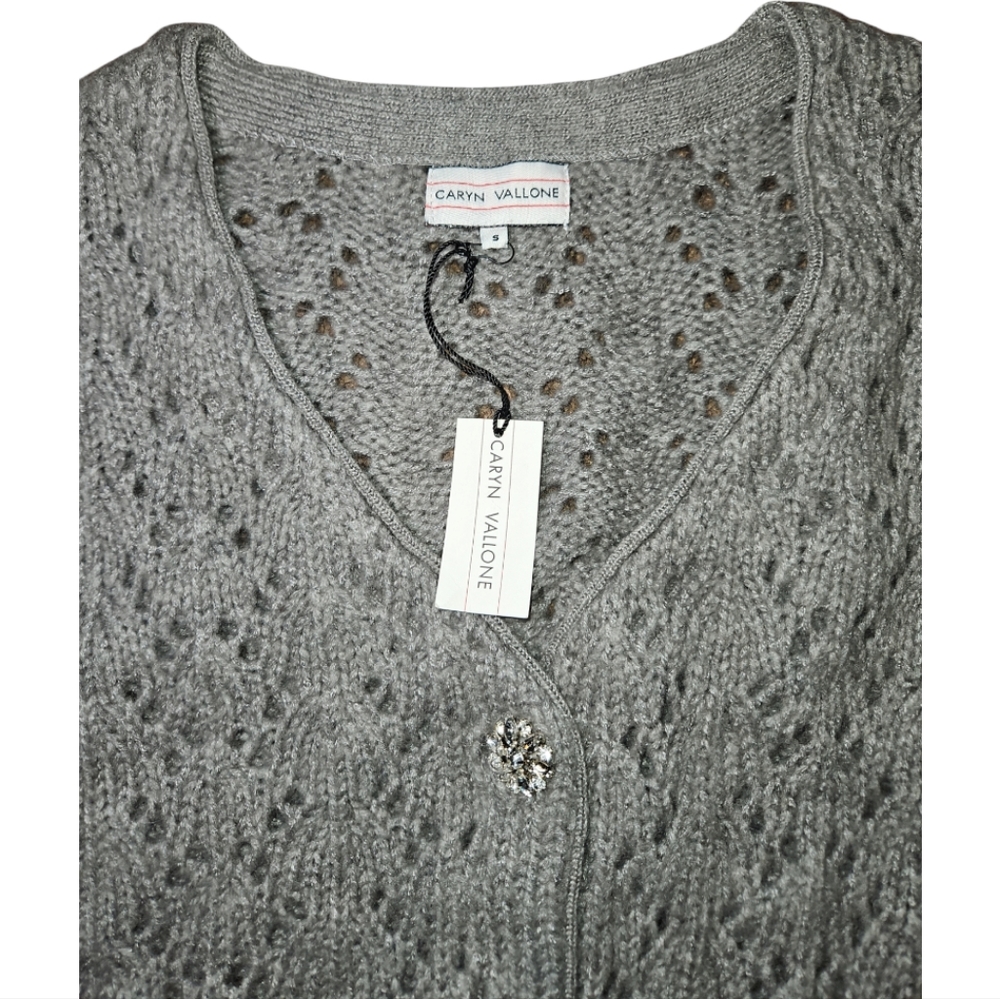 Caryn Vallone Cardigan Grey Small - Picture 3 of 5